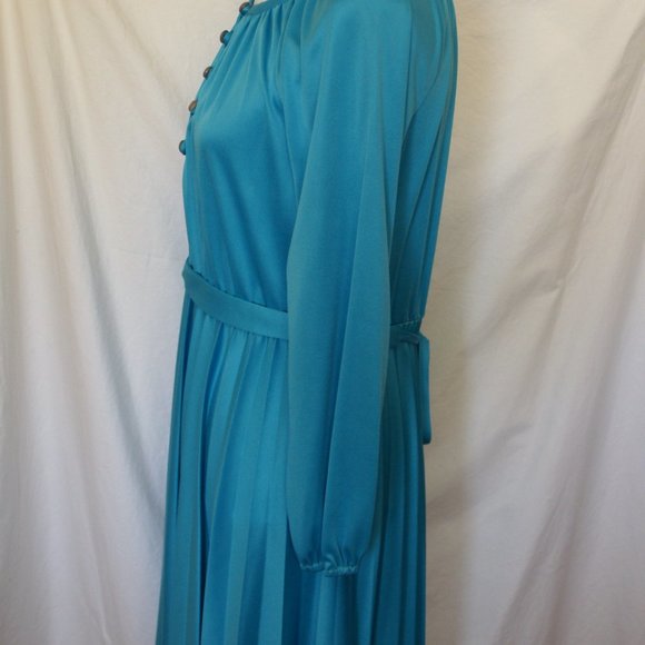 Sunshine Alley Blue Turquoise Pleated Skirt Dress Vintage - Picture 6 of 12